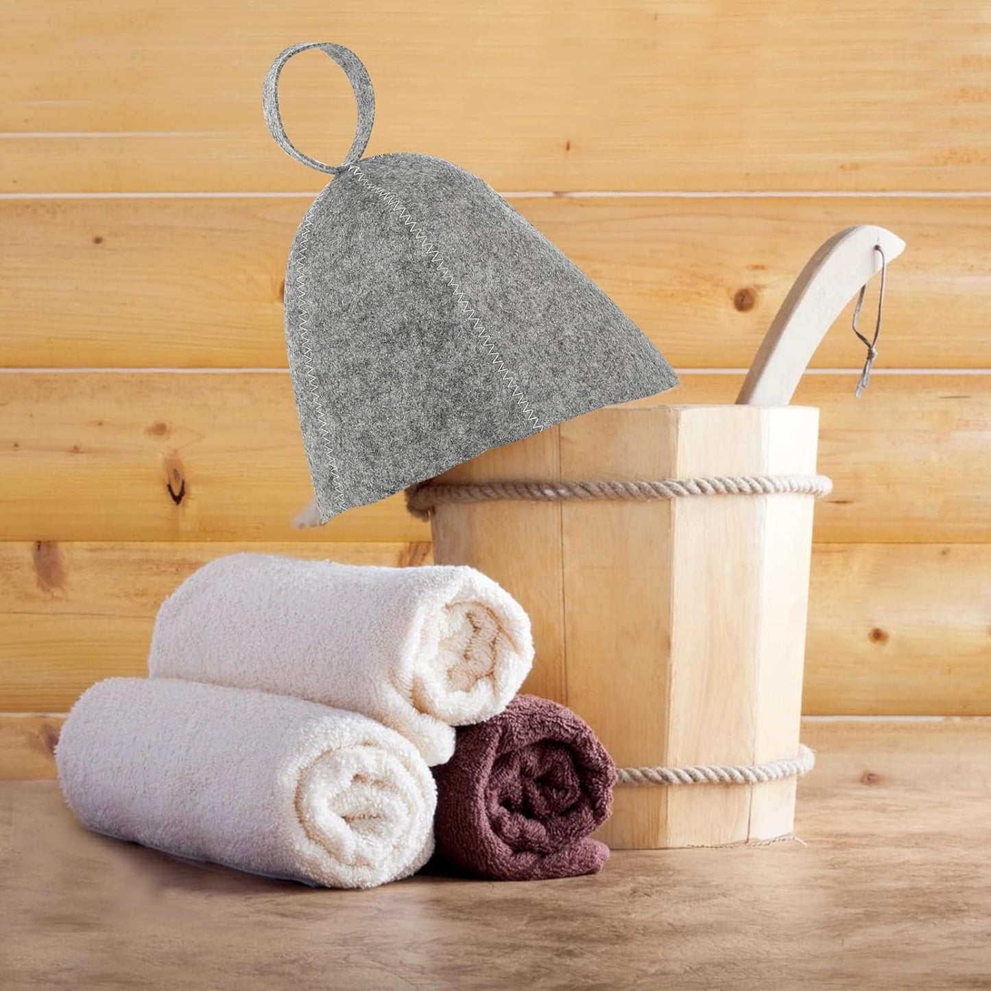 Wool Sauna Hat Heat Protection Cap For Hair And Scalp Care