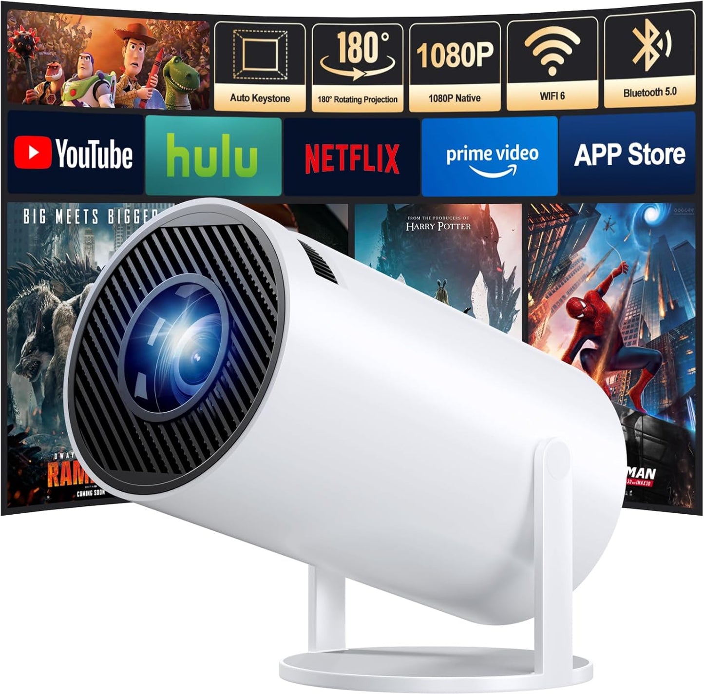 WiFi Portable Mini Projector HD Home Theatre for Phone Laptop Big Screen Anywhere