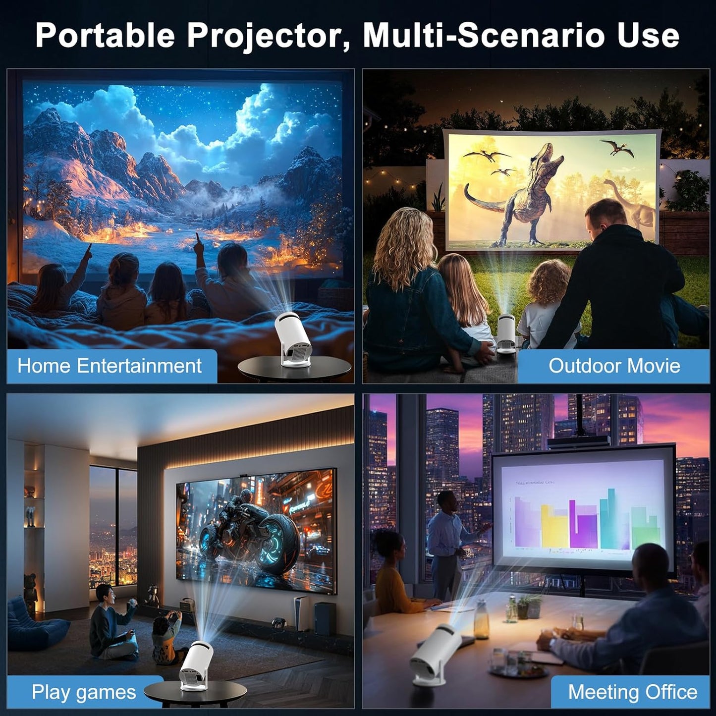 WiFi Portable Mini Projector HD Home Theatre for Phone Laptop Big Screen Anywhere