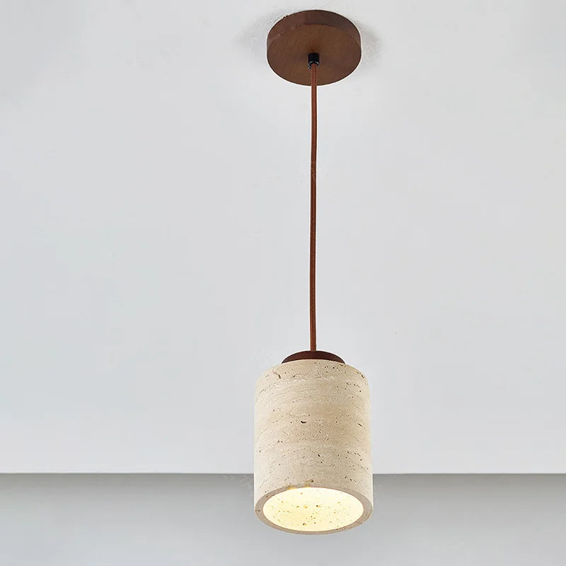 Japanese Style Cave Stone Hanging Pendant Lamp Wabi Sabi Lighting Decor