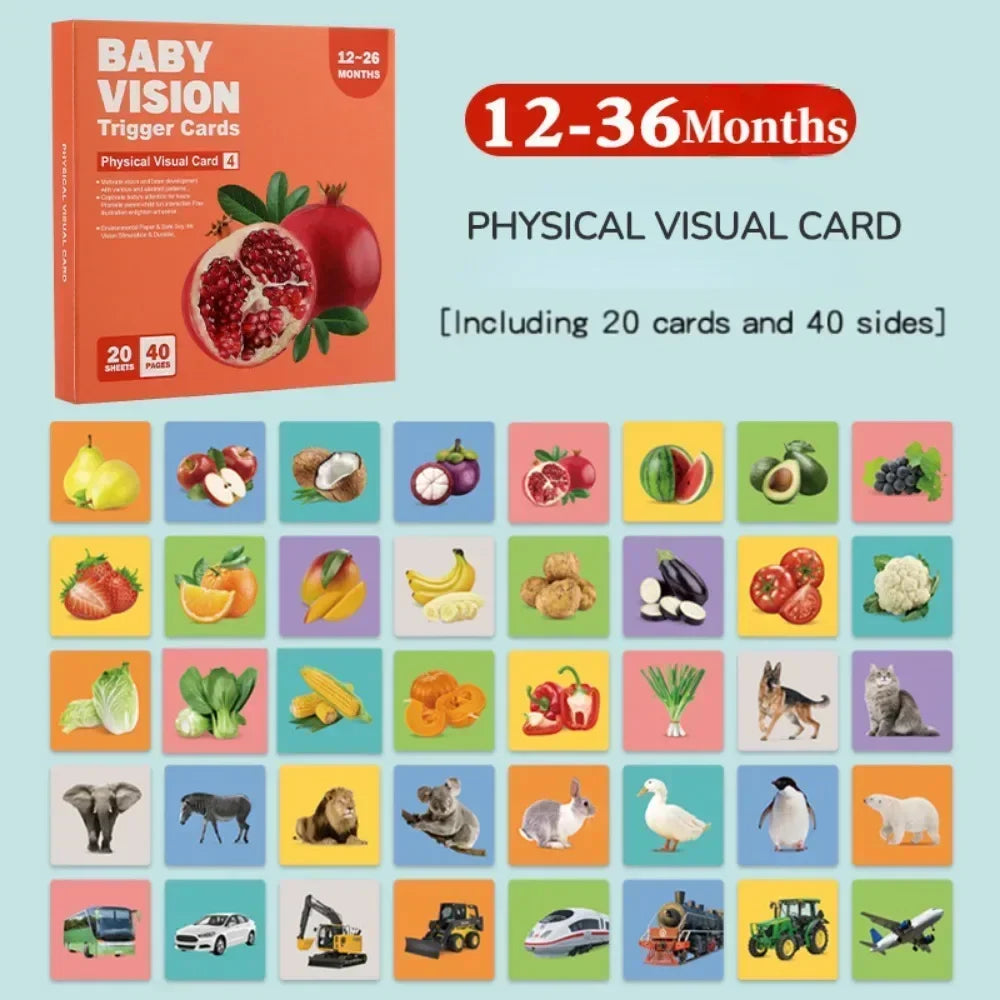 Baby Visual Stimulation Cards High Contrast Black White Newborn Development Flash Cards