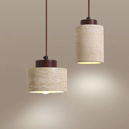 Japanese Style Cave Stone Hanging Pendant Lamp Wabi Sabi Lighting Decor