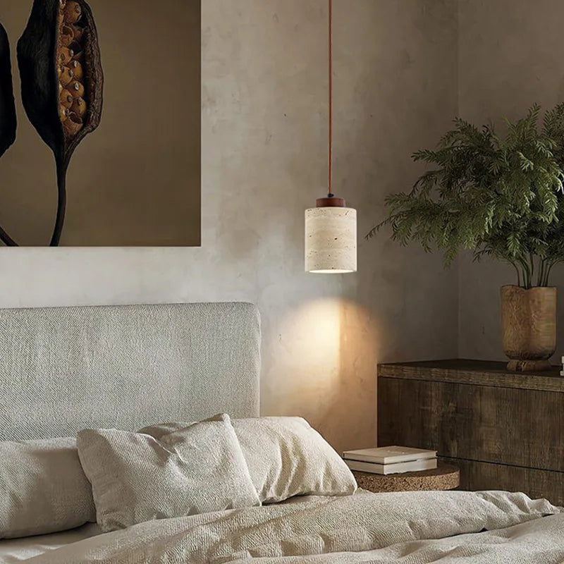 Japanese Style Cave Stone Hanging Pendant Lamp Wabi Sabi Lighting Decor
