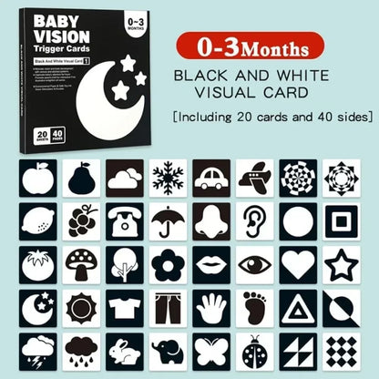 Baby Visual Stimulation Cards High Contrast Black White Newborn Development Flash Cards