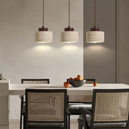 Japanese Style Cave Stone Hanging Pendant Lamp Wabi Sabi Lighting Decor