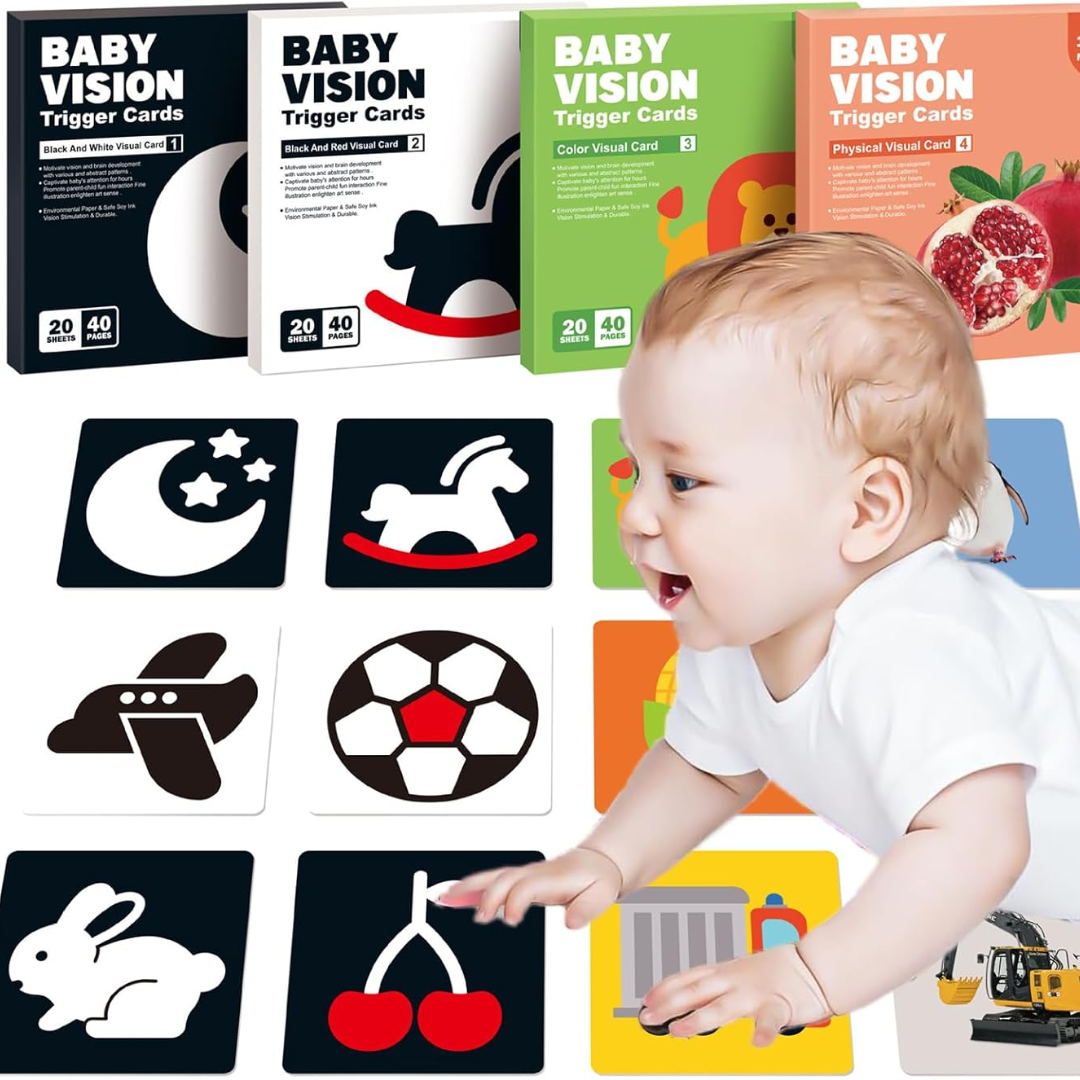 Baby Visual Stimulation Cards High Contrast Black White Newborn Development Flash Cards