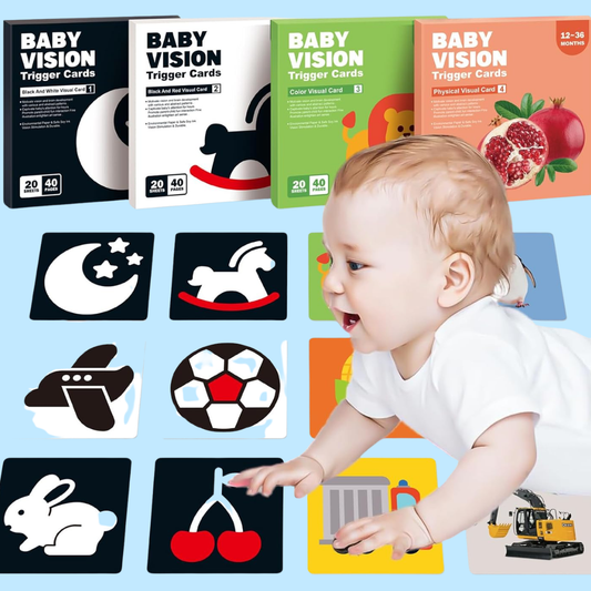 Baby Visual Stimulation Cards High Contrast Black White Newborn Development Flash Cards