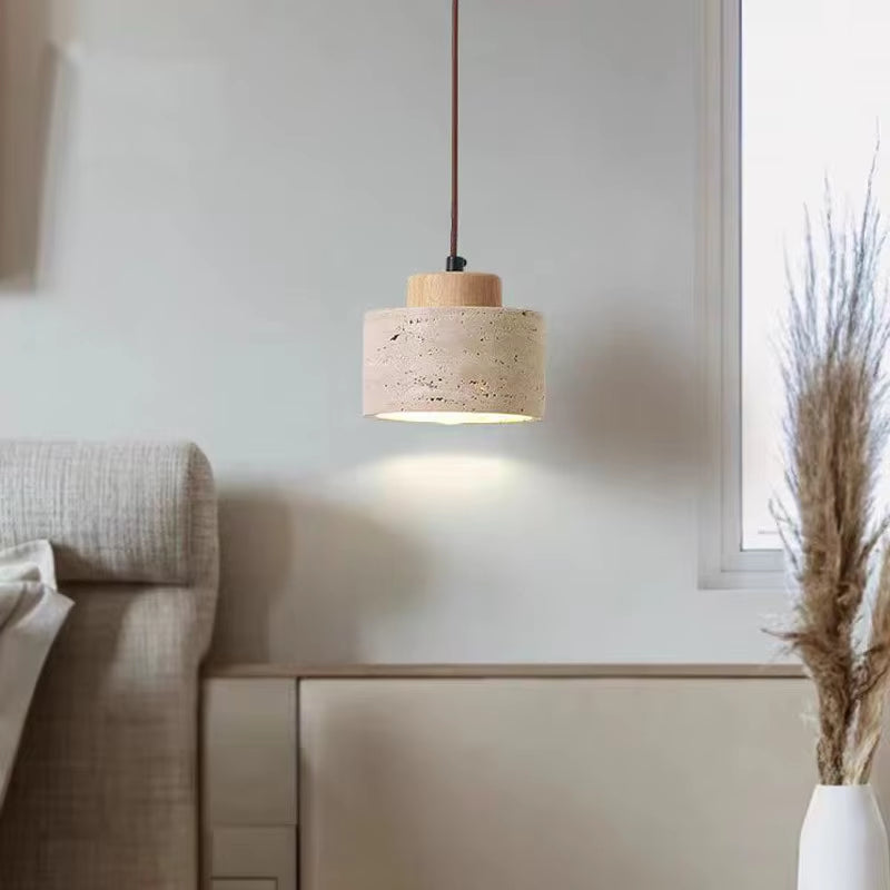 Japanese Style Cave Stone Hanging Pendant Lamp Wabi Sabi Lighting Decor