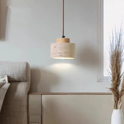 Japanese Style Cave Stone Hanging Pendant Lamp Wabi Sabi Lighting Decor